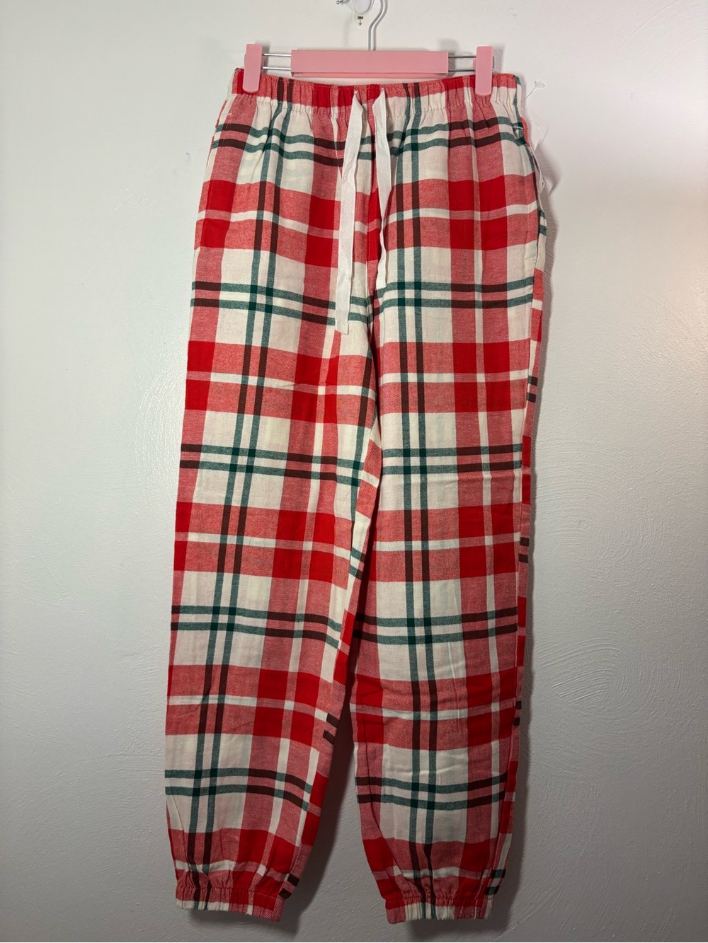 Old Navy Red White Green Plaid Flannel Jogger Style Pajama Pants Size Small
